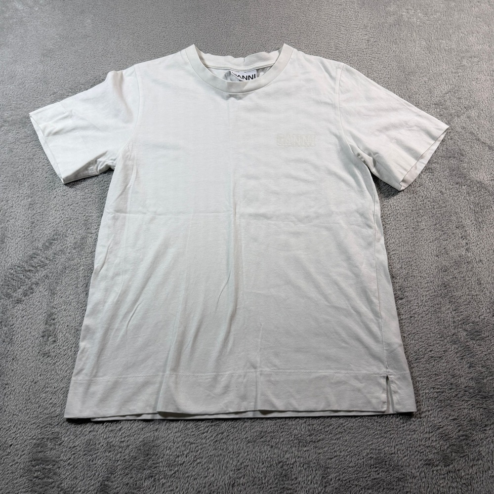 Ganni T-Shirt Women XS White Software III Logo‎ Organic Cotton 3531